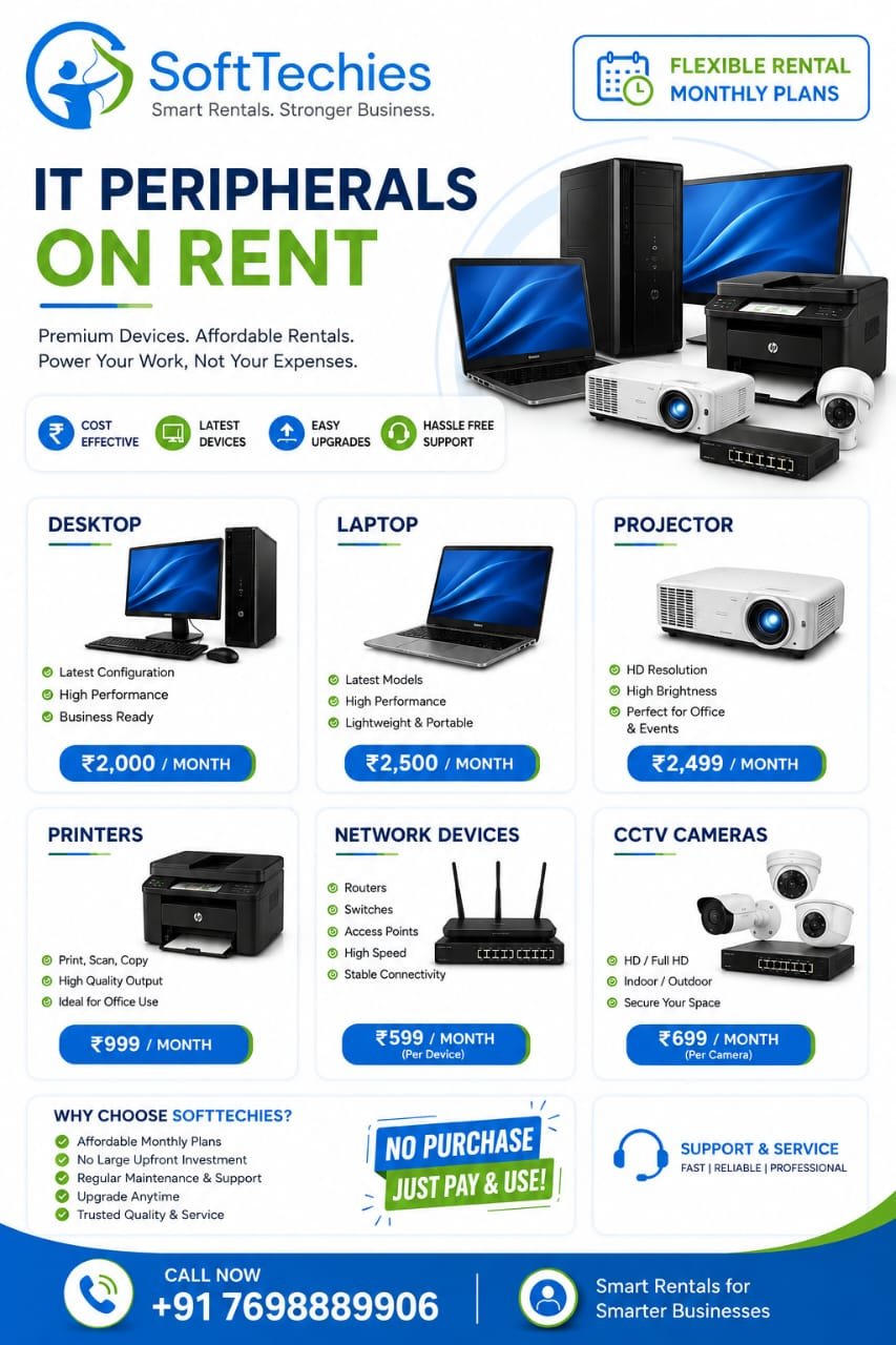 SoftTechies IT Peripherals Quarterly Rental Plan