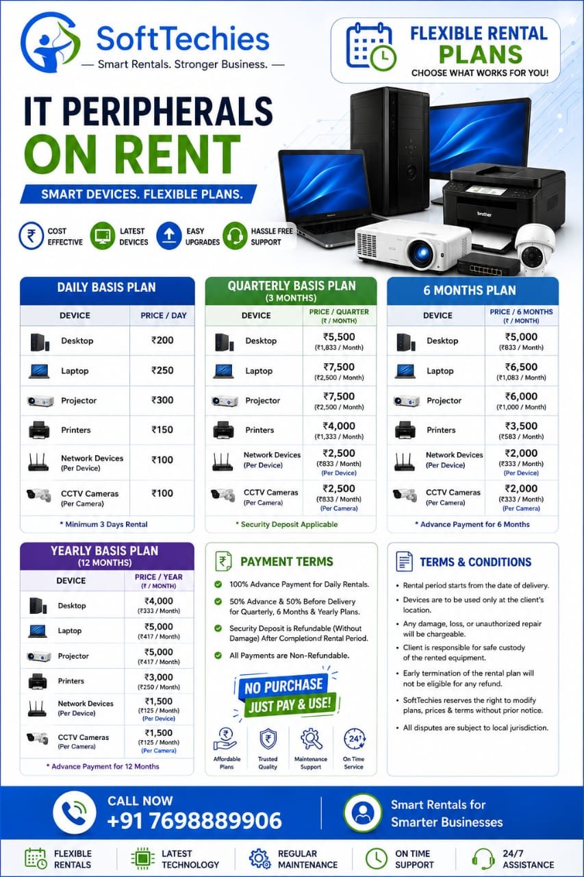 SoftTechies IT Peripherals Yearly Rental Plan
